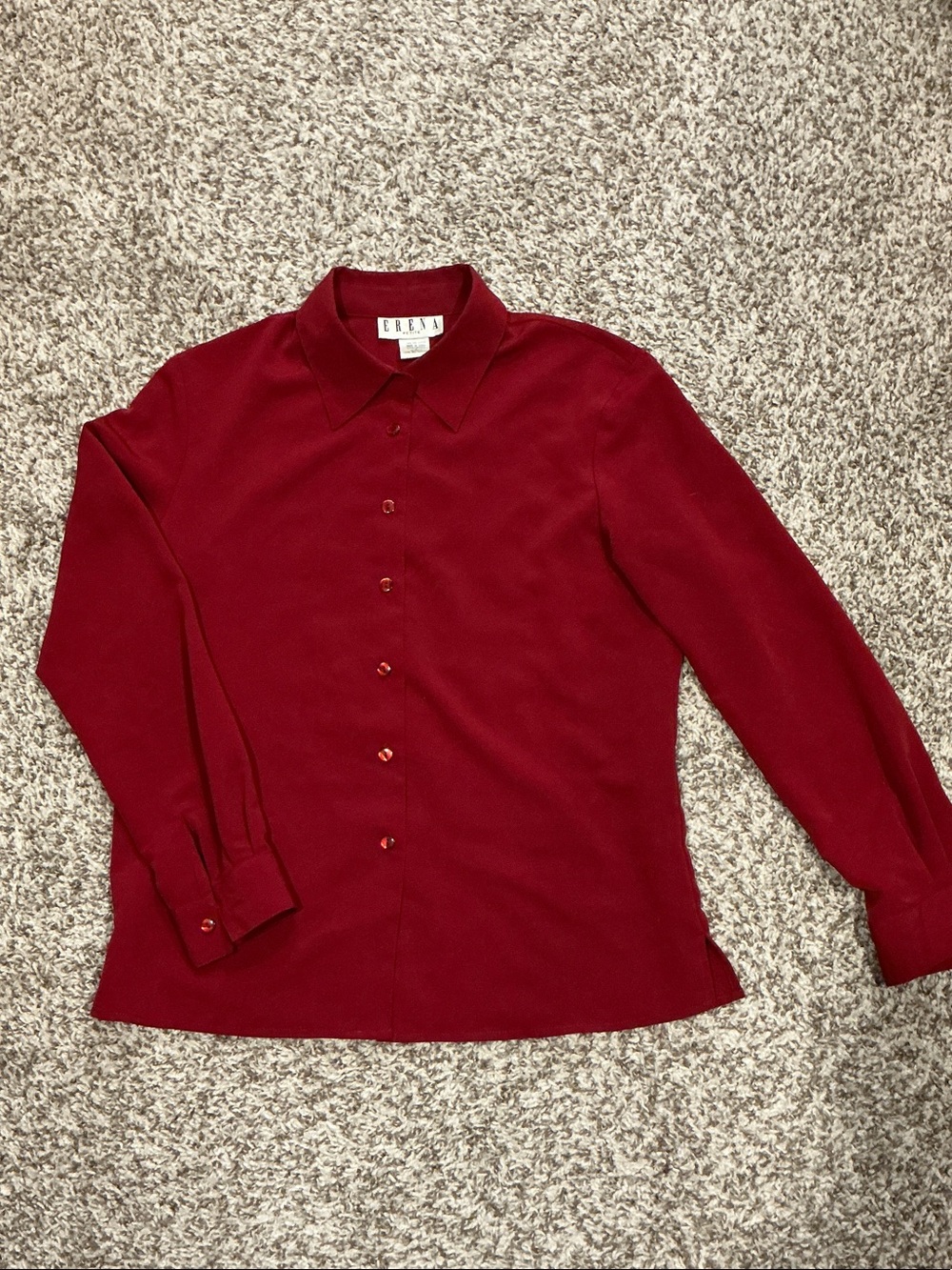 Classic Button-Up Blouse in Deep Wine Red
